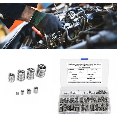 120 Pièces Inserts Filetés en Acier Inoxydable M3 à M12 - Kit de Fixation Résistant pour Assemblage (1/5)