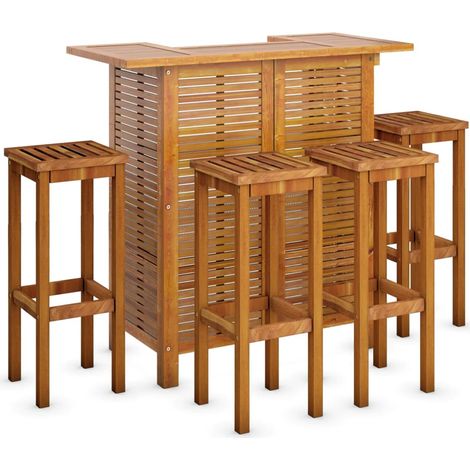 Garden Bar Set Brown Solid Acacia wood Medium Footrest vidaXL