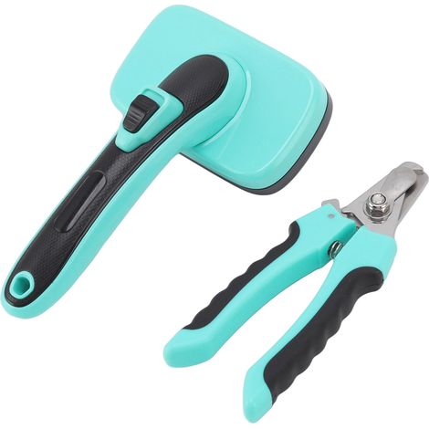 Brosse de toilettage autonettoyante pour animaux de compagnie, peigne de massage sûr, brosse anti-mue avec coupe-ongles pour chiens et chats. (1/5)