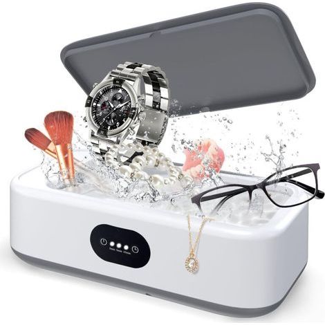 Nettoyeur Ultrasons, 640ml 49000HZ Bac Ultrasons, 40W Nettoyeur Ultrason Bijoux, Nettoyeur à Ultrasons avec 3 Réglages de Temps pour Nettoyage des Bijoux Lunettes Montres Prothèses Dentaires (1/4)