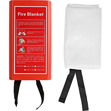 Ortviai Couverture Anti-Feu d'Urgence en Fibre de Verre Résistante à 1100 °C – 1,5 x 1,5 m