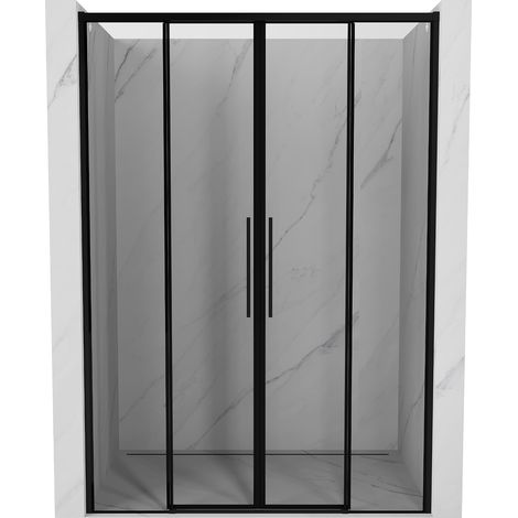 Mexen Rox Schiebetür Duschwand 160 cm, schwarzer Rahmen, schwarz - 8C2-160-002-70-70