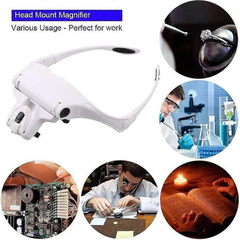 Loupe avec 2 lampes LED, loupe frontale à grossissement frontal, loupe mains libres pour la couture, les réparations, la bijouterie, l'horlogerie et les travaux manuels, 5 (1/4)