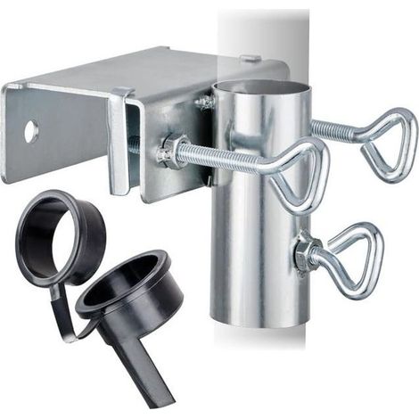 Fixation réglable pour balustrade de balcon avec 1 douilles adaptateurs - Support de parasol massif pour parapet de balcon (diamètre 25-38 mm) (1/5)