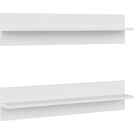 vidaXL Mensole a Muro 2 pz Bianche 80x11,5x18 cm in Legno (1/5)