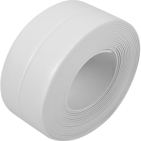 Bande d'étanchéité adhésive pour lavabo et mur, finition de bordure de cuisine (Blanc 2 38mm x 3.2m)