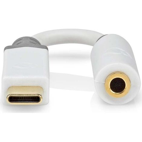 Adaptador usb c usb 20 usb c macho hembra de 35 mm 010m redondo chapado en oro pvc blanco caja (1/5)