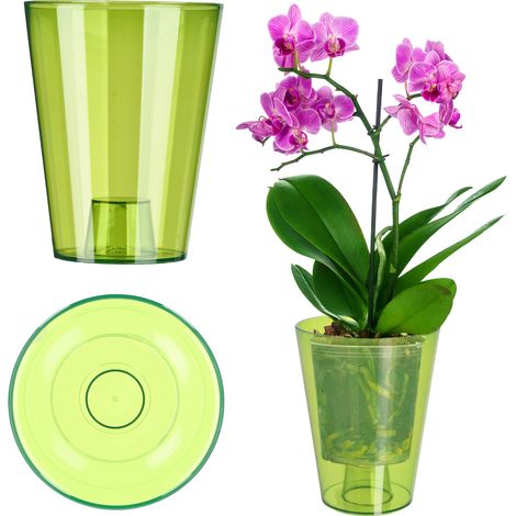 KADAX Blumentopf, Orchideentopf, Topf für Orchidee, rund, 12 cm, Grün