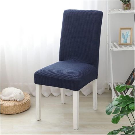 Lot de 4 housses de chaise extensibles bleu marine, idéales pour banquet, cuisine et restaurant, élastiques et ajustables (1/5)