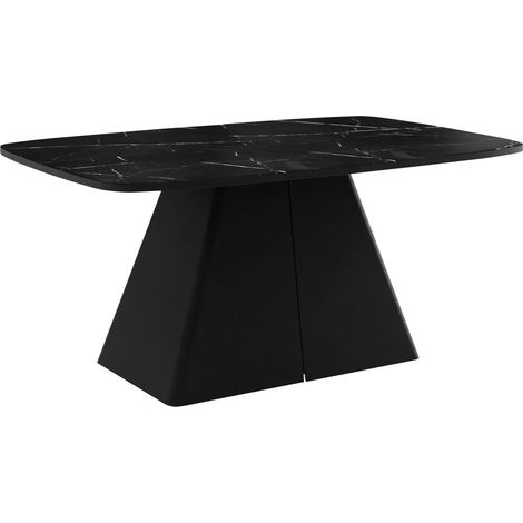 Mesa Oswego 169, Mármol negro, 76x110x180cm, Alargamiento, Aglomerado laminado, Metal