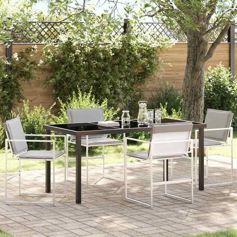 Garten Essgruppe 5 pcs Weiß Pulverbeschichteter Stahl (1/5)