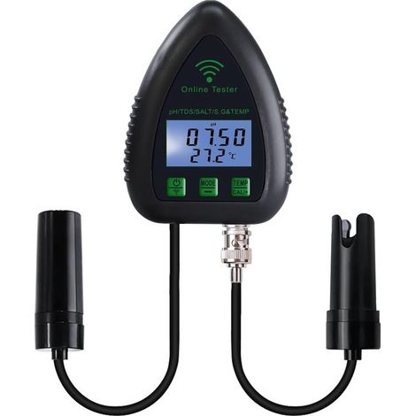 Monitor di pH WiFi 5 in 1, misuratore di qualità dell'acqua, pH, densità, TDS, salinità, temperatura, monitoraggio 24 ore su 24, 7 giorni su 7, registrazione dati idroponica online, allarme (1/5)