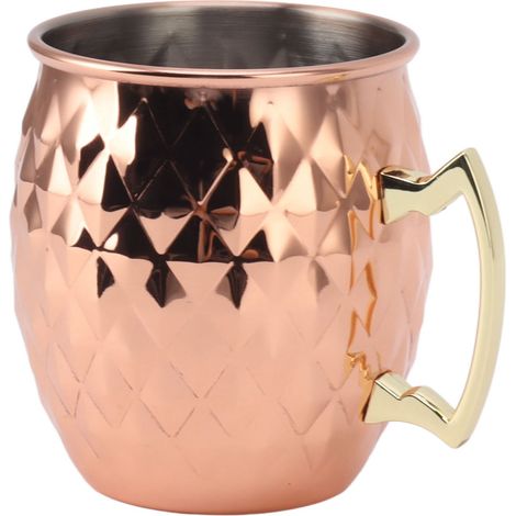 Mugs à cocktail en acier inoxydable 304 de style Moscou, pour vin rouge, bord arrondi et lisse, anse ergonomique, modèle 2, 12 x 10,5 cm (1/5)