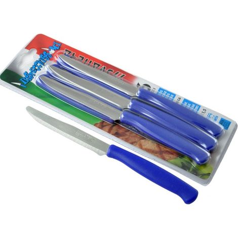 Svanera bistecchissimi, set 6 coltelli tavola cobalto dentata cm 11,5 acciaio inox