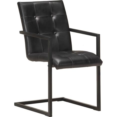 Maison Exclusive - Freischwinger 2 Stk. Schwarz Echtleder (1/5)