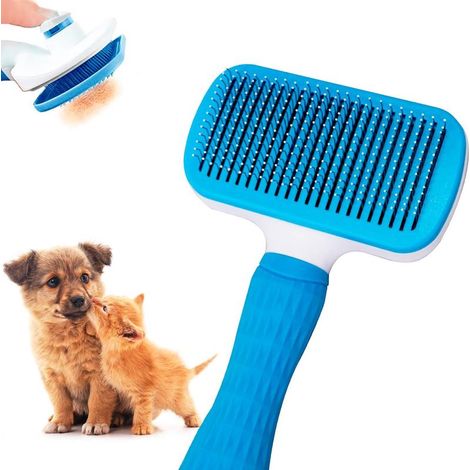 Brosse autonettoyante chien chat, ergonomique acier silicone poils longs (1/5)