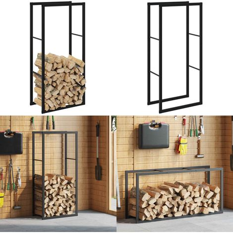 vidaXL Portant de bois de chauffage noir 55x30x116 cm acier (1/5)