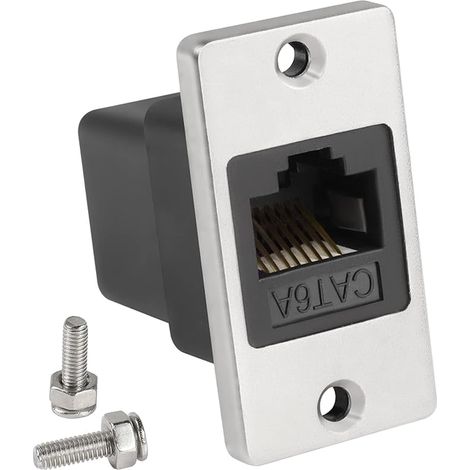 RJ45 Network Panel Adapter Cat6A Female to Female Ethernet Connector Mount Shielded Socket (1/4)