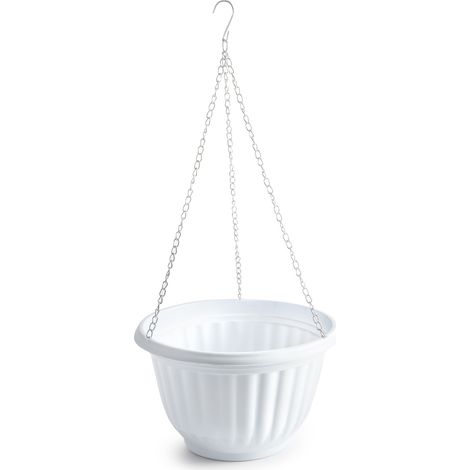 Macetero Colgante de plástico 20 cm Blanco