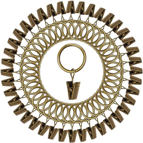 Lot de 40 pinces à rideaux vintage, anneaux de rideaux décoratifs en métal robuste et antirouille avec pince. (1/5)