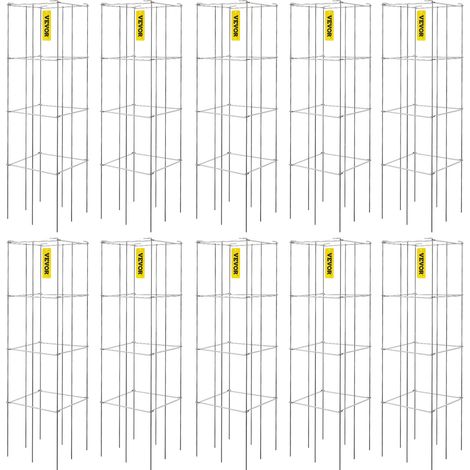 VEVOR Jaulas para Tomates, 30 x 30 x 117 cm, 10 Paquetes de Jaulas Cuadradas de Soporte para Plantas, Torres de Tomates de Acero Recubiertas de PVC Plata Plateadas para Trepar Verduras, Plantas