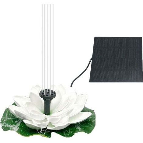 Fontaine Solaire Pompe de Fontaine Solaire Lotus 1.5 W, Fontaine Solaire Lotus, Convient pour Bain d'oiseaux de Jardin, décoration d'étang, Jeux d'eau Décoration Jardin(Blanc) (1/4)