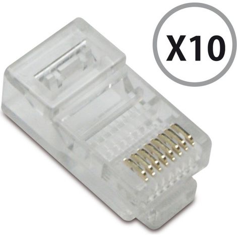 Fiche (lot de 10) RJ45 mâle à sertir contacts dorés