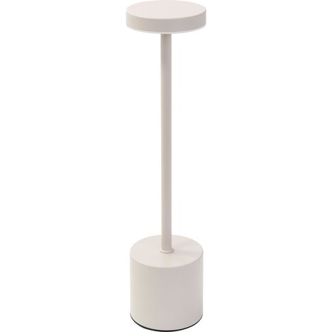 ML-Design Lámpara de Mesa LED Crema con Sensor Táctil Ø8x34,5cm de Metal, Luz Regulable en 3 Colores, Inalámbrica con Batería Recargable USB-C, Foco para Mesita de Noche, Escritorio, Lectura, Estudio