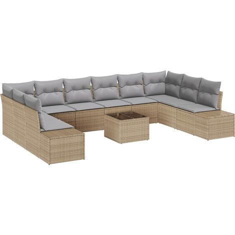 Maison Exclusive - Gartensofa-set mit Kissen 10 pcs Beige und Hel