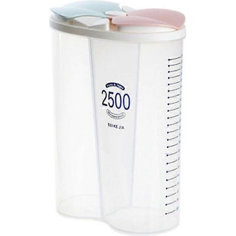 Boîte de haricots secs hermétique avec compartiment de conservation, boîte à céréales avec couvercle, boîte à farine en plastique. Versez les aliments.