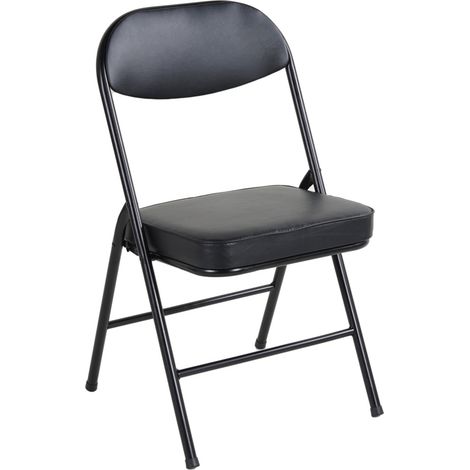 Set di 4 sedie pieghevoli imbottite in acciaio e PU nero MODENUIT (1/5)