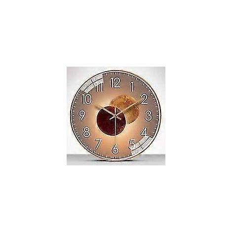 Horloge murale silencieuse 2025 30 cm, design moderne, horloge à pendule pour chambre, cuisine, salon, horloge murale numérique - Or rose (1/5)