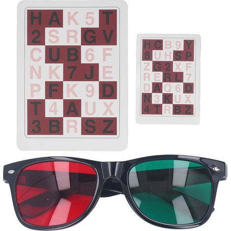 Lunettes d'entraînement à la désinhibition rouge et verte, cartes de lettres pour amblyopie, aides à la lecture anti-inhibition (1/5)