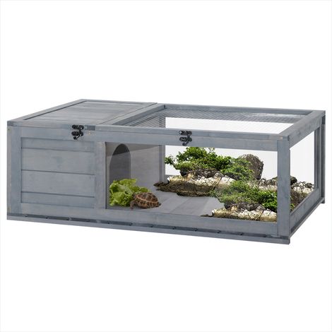 Terrarium Enclos pour tortue en bois avec double espace 91 x (1/5)