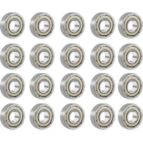 608 Cuscinetti a sfera ZZ in metallo a doppia schermatura per pattini a rotelle, skateboard, longboard, waveboard, 8x22x7 mm, 20 pezzi. (1/4)