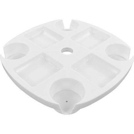 Table de Plage Ronde Blanche avec 4 Porte-gobelets pour Boissons et Collations