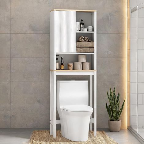Meuble de salle de bain blanc en MDF 65 x 25 x 170 cm (1/5)