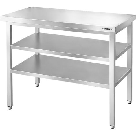 Table de travail en inox Bar 1000x700 mm avec 2 étagères inférieures PREMIUM - GOLDINOX (1/4)