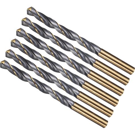 6-teiliges Spiralbohrer-Set, 8 mm HSS-Bohrer, zweifarbig schwarz-gold, geeignet für Kupfer, Aluminium, Holz und Metall. (1/5)