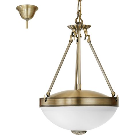 Lampadario A Sospensione Vintage Savoy Metallo Brunito Vetro 2 Luci E27 (1/5)