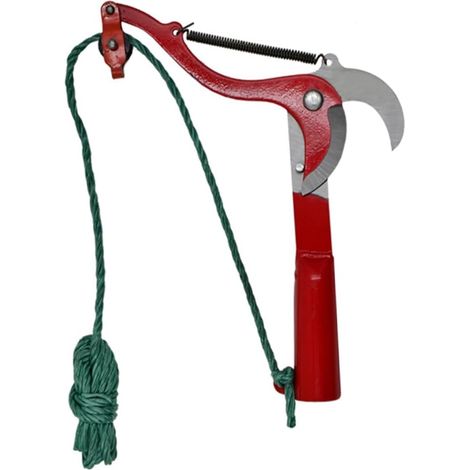 Sécateur D'arbres Extensible en Acier, Coupe Haute à Poulie Outil de Taille de Jardin avec Corde, Sécateur Télescopique Rouge pour Branches et Arbustes, Jardinage Automne Décoraion (1/5)