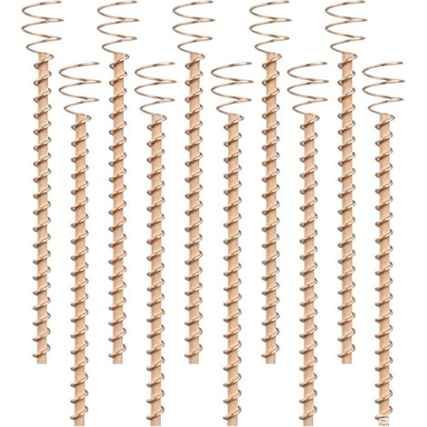 Lot de 10 piquets en cuivre pour plantes avec tiges de support en fil de bobine de 30 cm Lot de 10 piquets pour plantes avec tiges de support en cuivre et bobines décoratives, polyvalents pour légume (1/5)