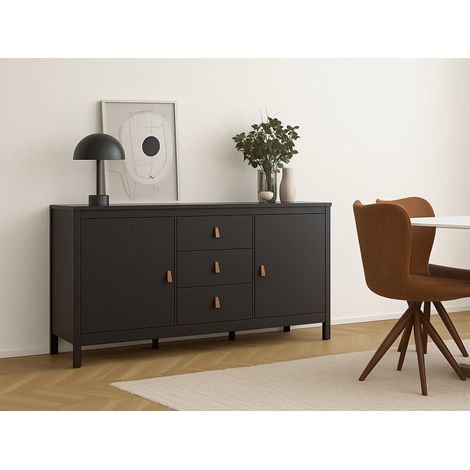 Dmora - Credenza Whitney, Buffet da soggiorno, Madia da salotto, Dispensa da cucina, 151x38 h80 cm, Nero (1/5)