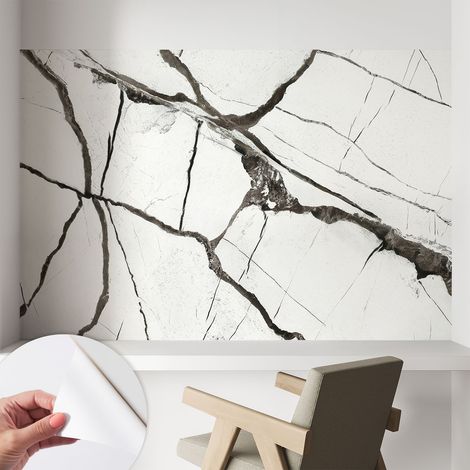 Selbstklebend Tapete - abwaschbar - Raumgestaltung Schlafzimmer Wohnzimmer Tapete Marmorierte Risse 104x70 cm (1/5)