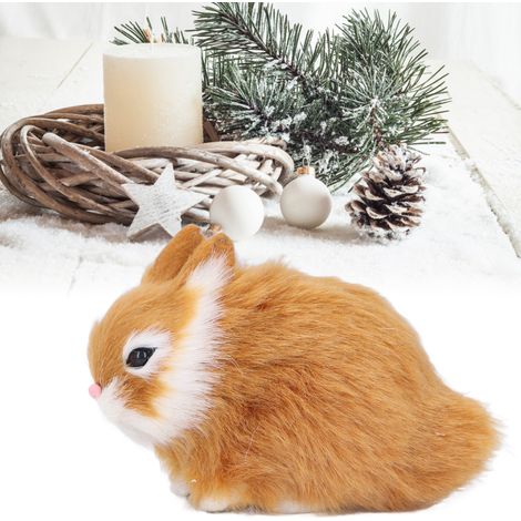 Lapin en Peluche Miniature Modèle Orange - Matériau Plastique et Plush Doux et Durable - Décoration de Table 13x9cm [Miniature Plush Rabbits] (1/5)