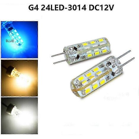 Ampoule LED G4 à petite perle, 12 V CC, lumière blanc chaud/bleu, 24-3014, lampe cristal, source lumineuse à économie d'énergie