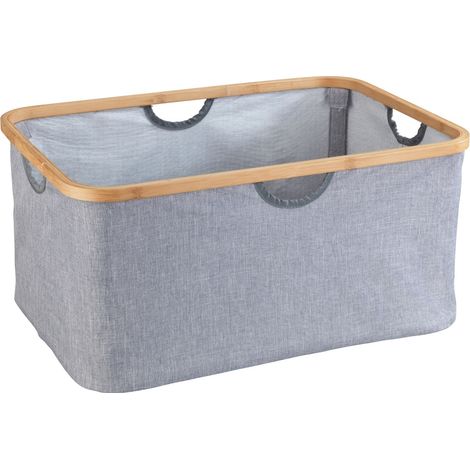 Panier à linge pliant en bambou et tissu BAHARI (1/4)