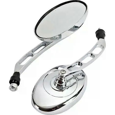 Wow Motorrad-Rückspiegel, oval, verchromt, für Kawasaki, Honda, Suzuki, Roller, ATV, 10 mm JXLGV (1/5)