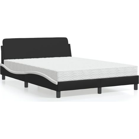 Lit avec matelas-Structure de lit-Lit Adulte noir et blanc 140x200 cm similicuir 877603 (1/5)