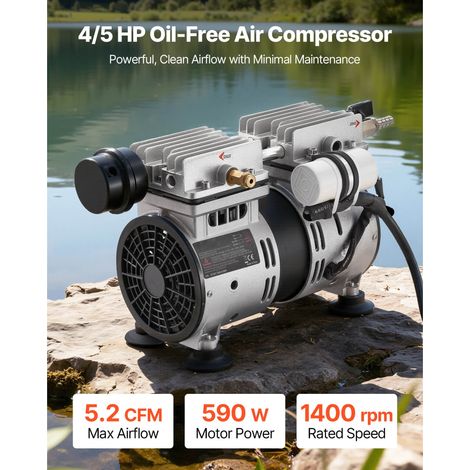 Aérateur étang 590W compresseur air 4/5CV 5.2CFM, système oxygénation lac 3 acres, protection surchauffe clapet anti-retour, pompe aération circulation oxygène (1/5)